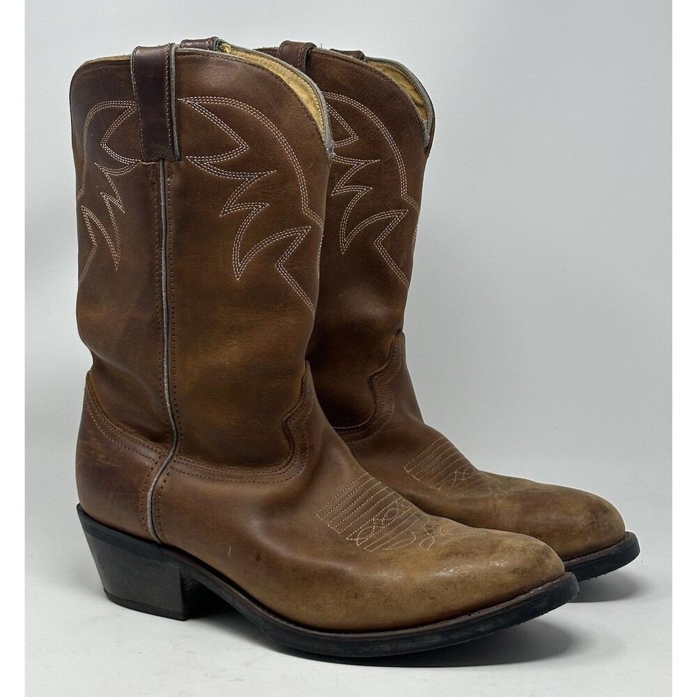 Durango TR 764 Cowboy Boots Men’s 10 EE Brown Oiled Western Pull On READ